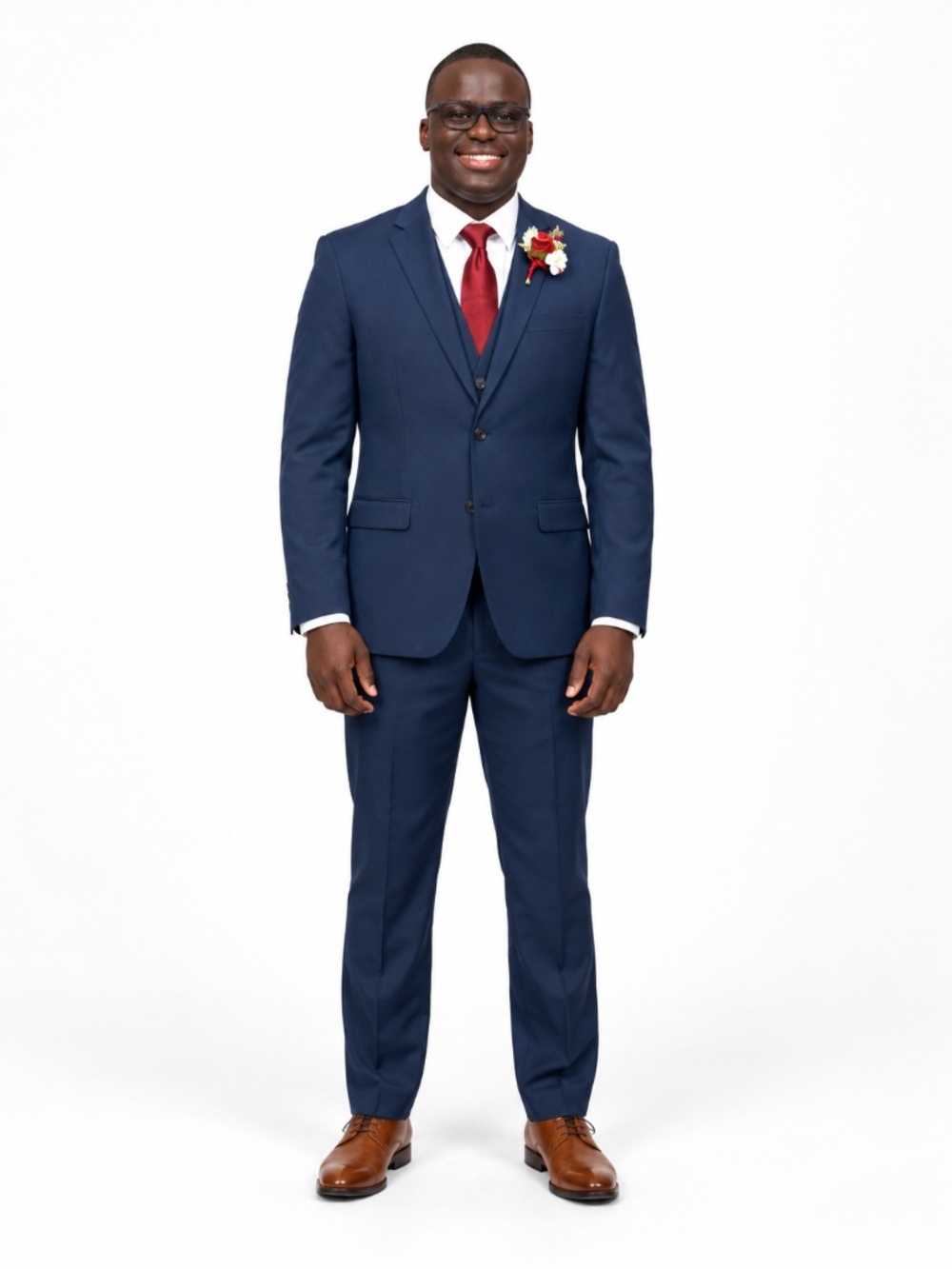 Joseph Michael Men's Blue 3-Piece Suit Jacket Vest Pants 44R 38W Wedding Formal